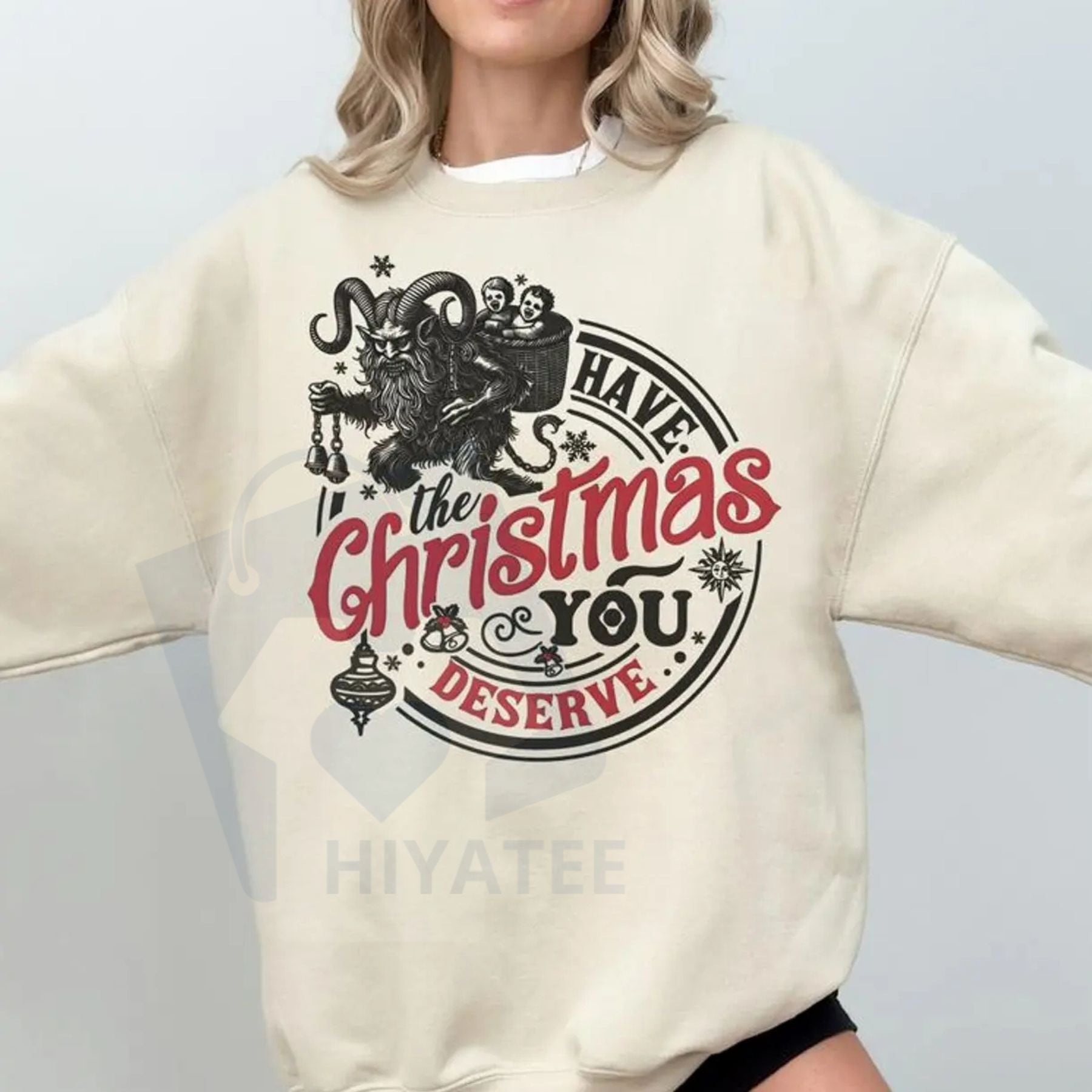 Krampus Christmas Sweatshirt: Sarcastic Funny Krampusnacht Crewneck, Dark Horror Xmas, Dark Humor Sweater, Trending 25