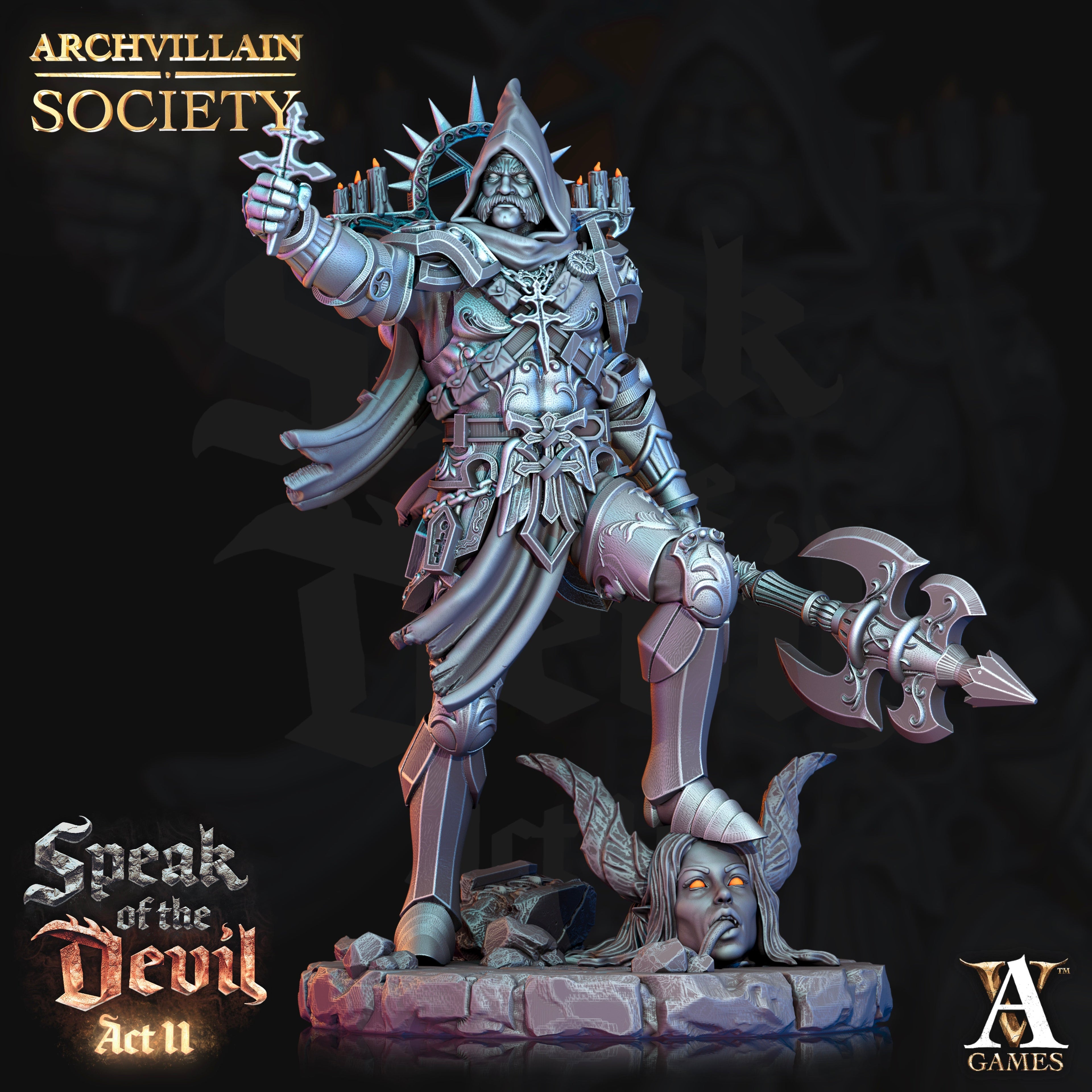 3D Printed Archvillain Games Archvillain Society Vol XIII Evgen Yegorov - Demon Hunter Inquisitor 28mm 32mm D&D