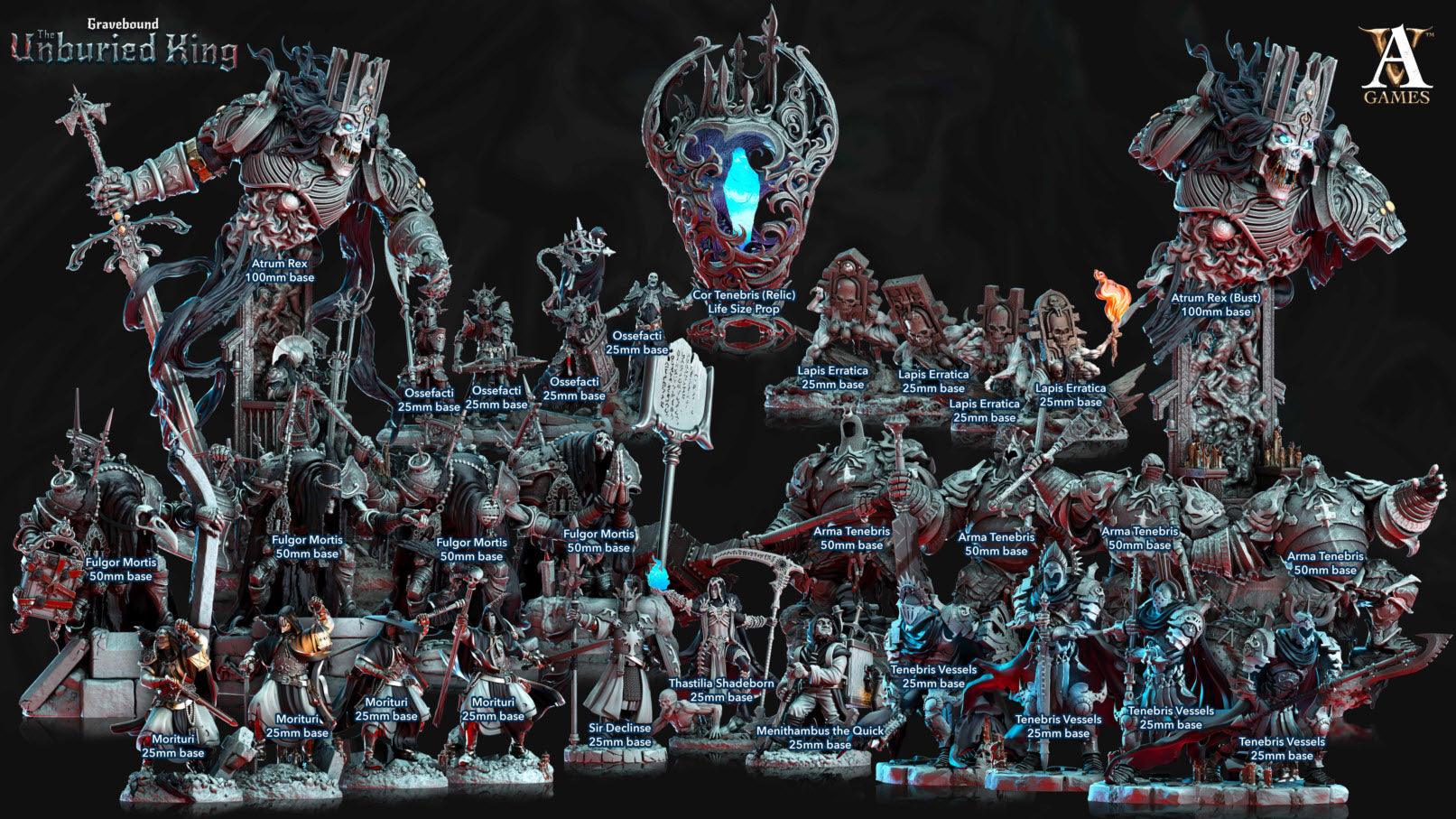 3D Printed Archvillain Games Arma Tenebris - Gravebound The Unburied King 28 32mm D&D