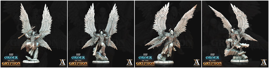 3D Printed Archvillain Games Astral Court Order of the Gryphon - Justiciar Angels Male 28mm 32mm D&D