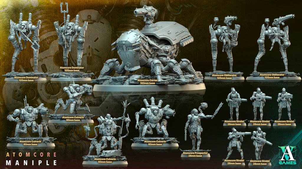 3D Printed Archvillain Games Atomcore Dominator Atomcore Maniple 28 32mm D&D