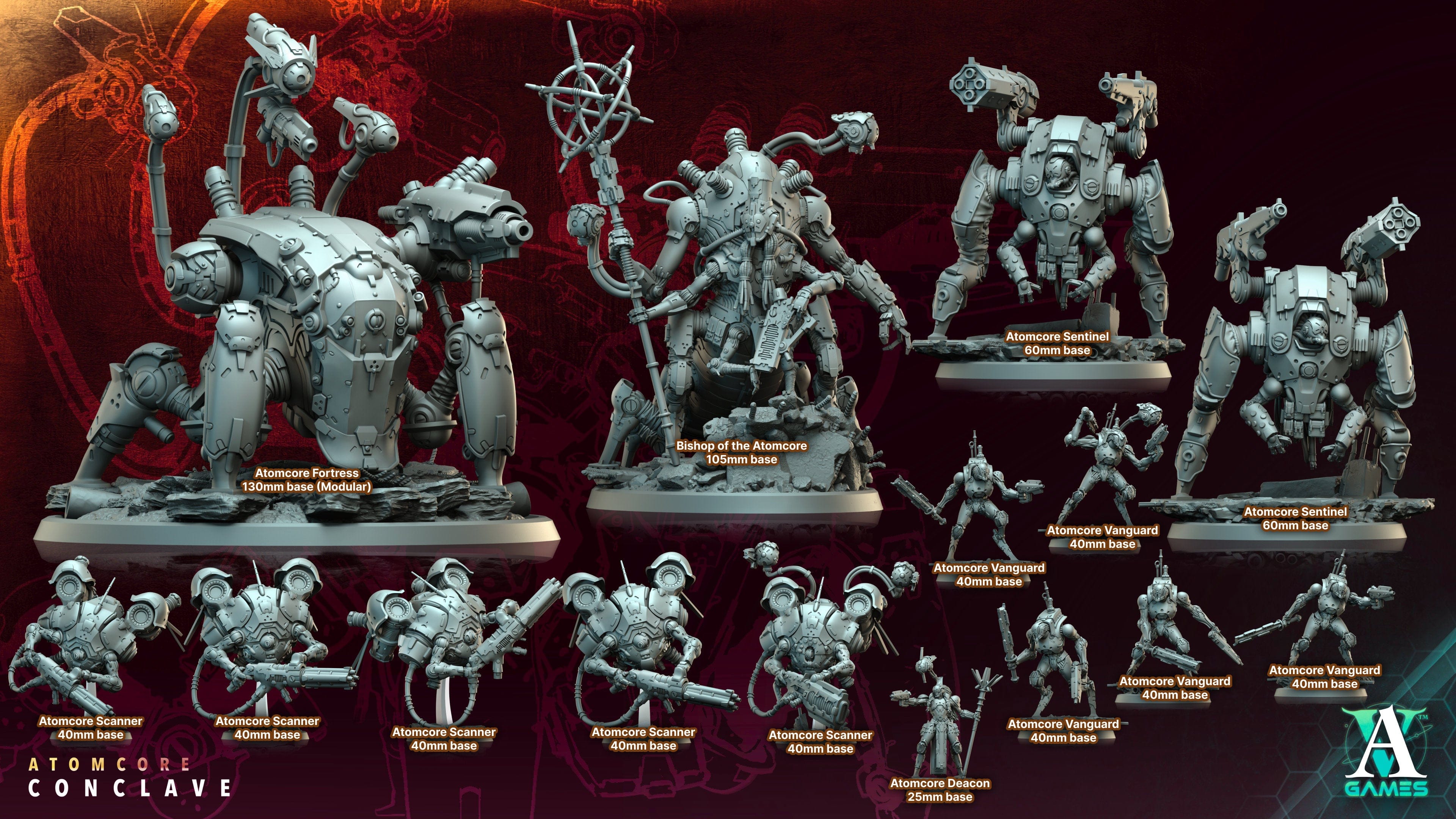 3D Printed Archvillain Games Atomcore Scanner Atomcore - Conclave 28 32mm D&D