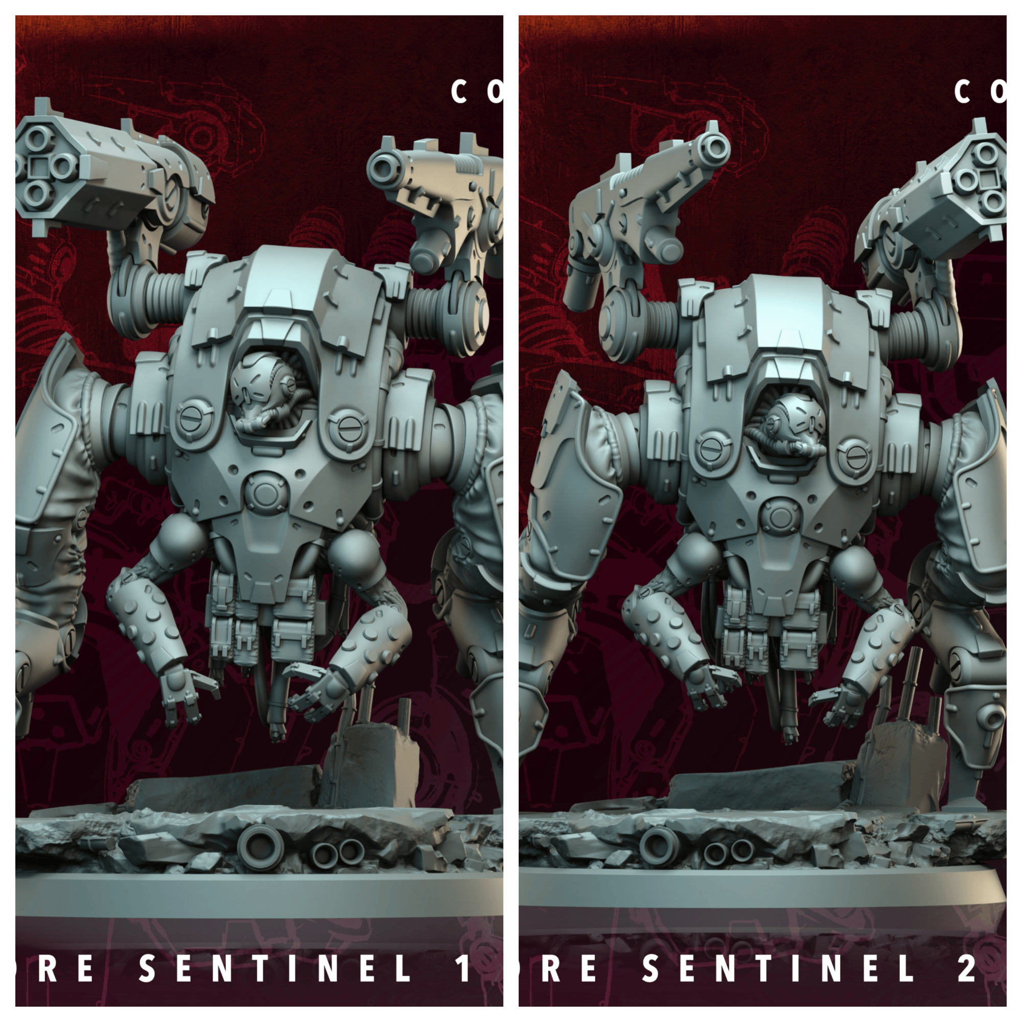 3D Printed Archvillain Games Atomcore Sentinel Atomcore - Conclave 28 32mm D&D