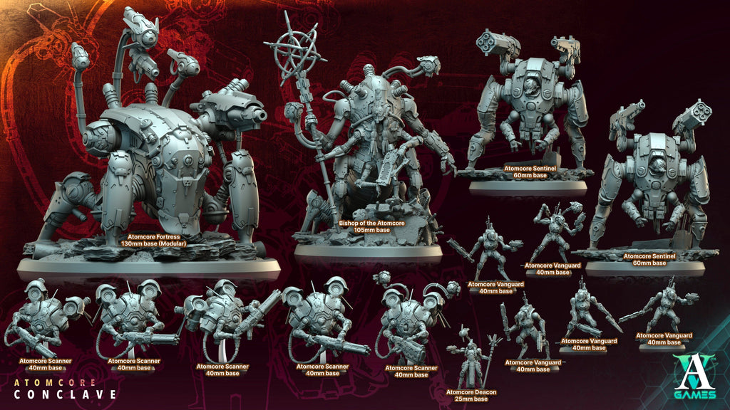 3D Printed Archvillain Games Atomcore Vanguard Atomcore - Conclave 28 32mm D&D