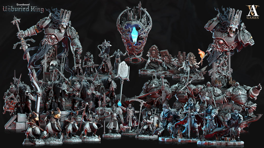 3D Printed Archvillain Games Atrum Rex - Gravebound The Unburied King 28 32mm D&D