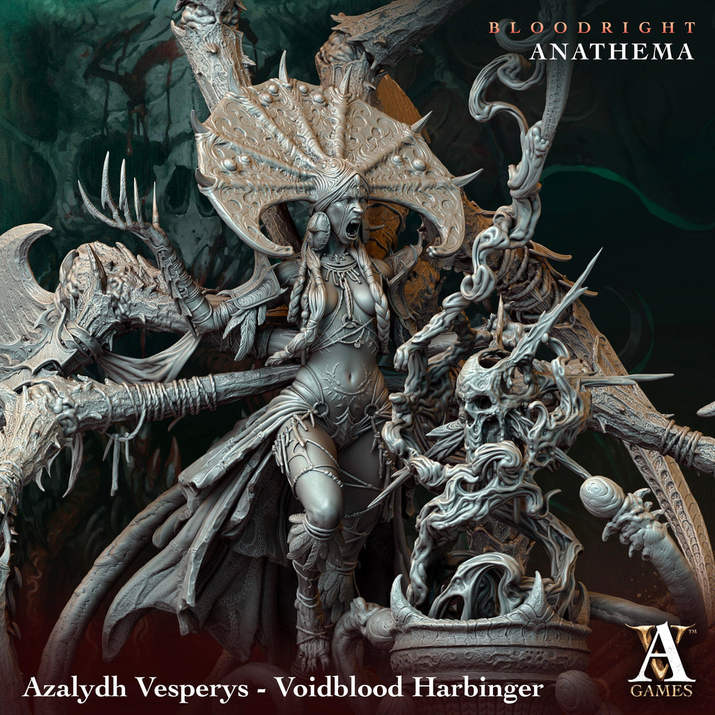 3D Printed Archvillain Games Azalydh Vesperys - Voidblood Harbinger Bloodright - Anathema 28 32mm D&D