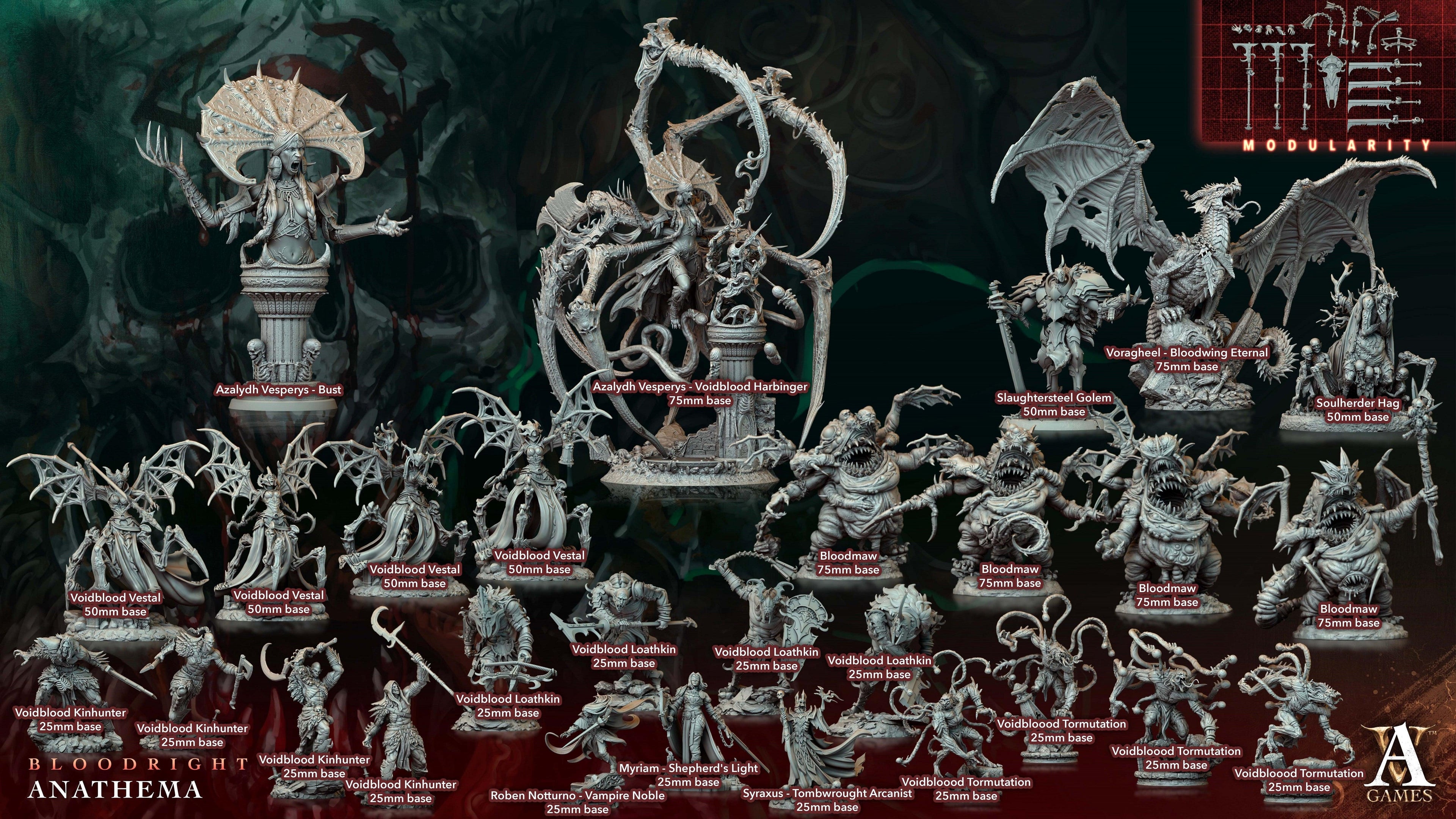 3D Printed Archvillain Games Azalydh Vesperys - Voidblood Harbinger Bloodright - Anathema 28 32mm D&D