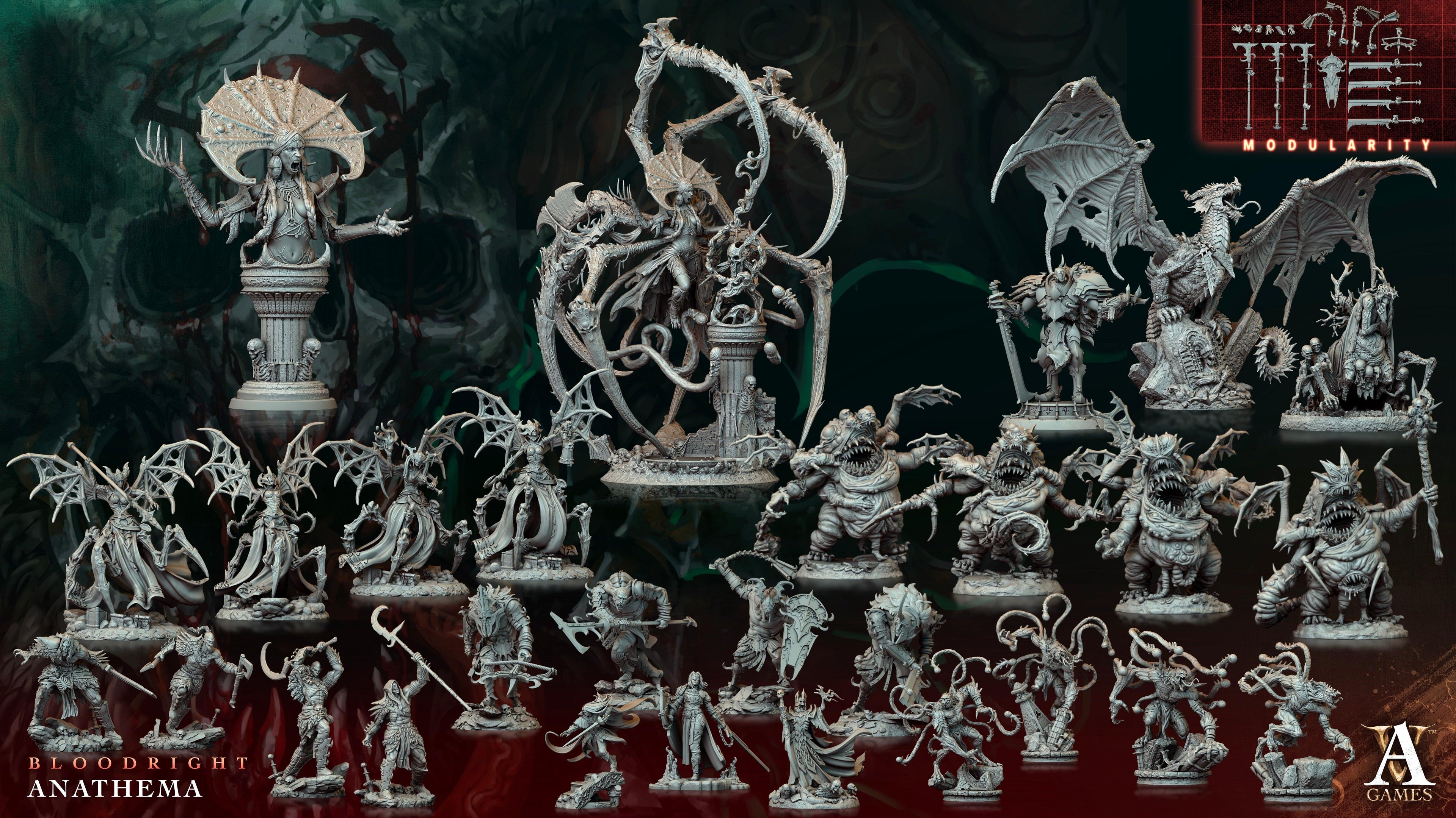 3D Printed Archvillain Games Azalydh Vesperys - Voidblood Harbinger Bloodright - Anathema 28 32mm D&D