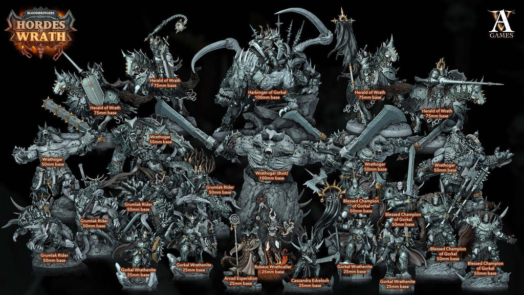 3D Printed Archvillain Games Bloodbringers - Hordes of Wrath Blessed Champions of Gorkal 28 32mm D&D