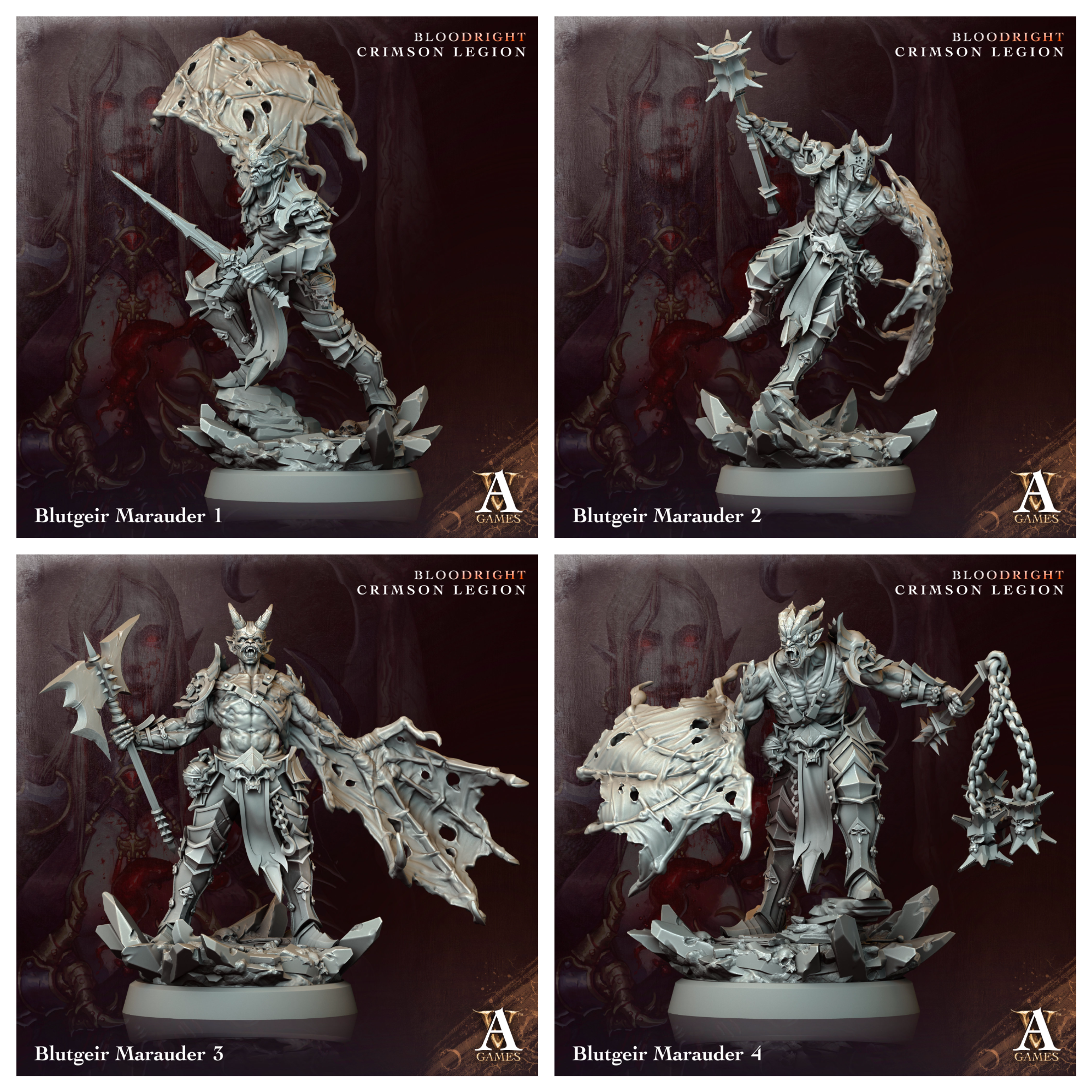 3D Printed Archvillain Games Blutgeir Marauder Bloodright - Crimson Legion 28 32mm D&D