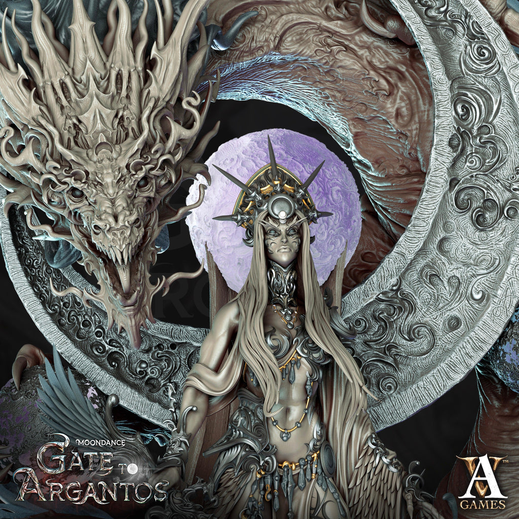 3D Printed Archvillain Games Celadren Lady of the Moon Moondance - Gate to Argantos 28 32mm D&D