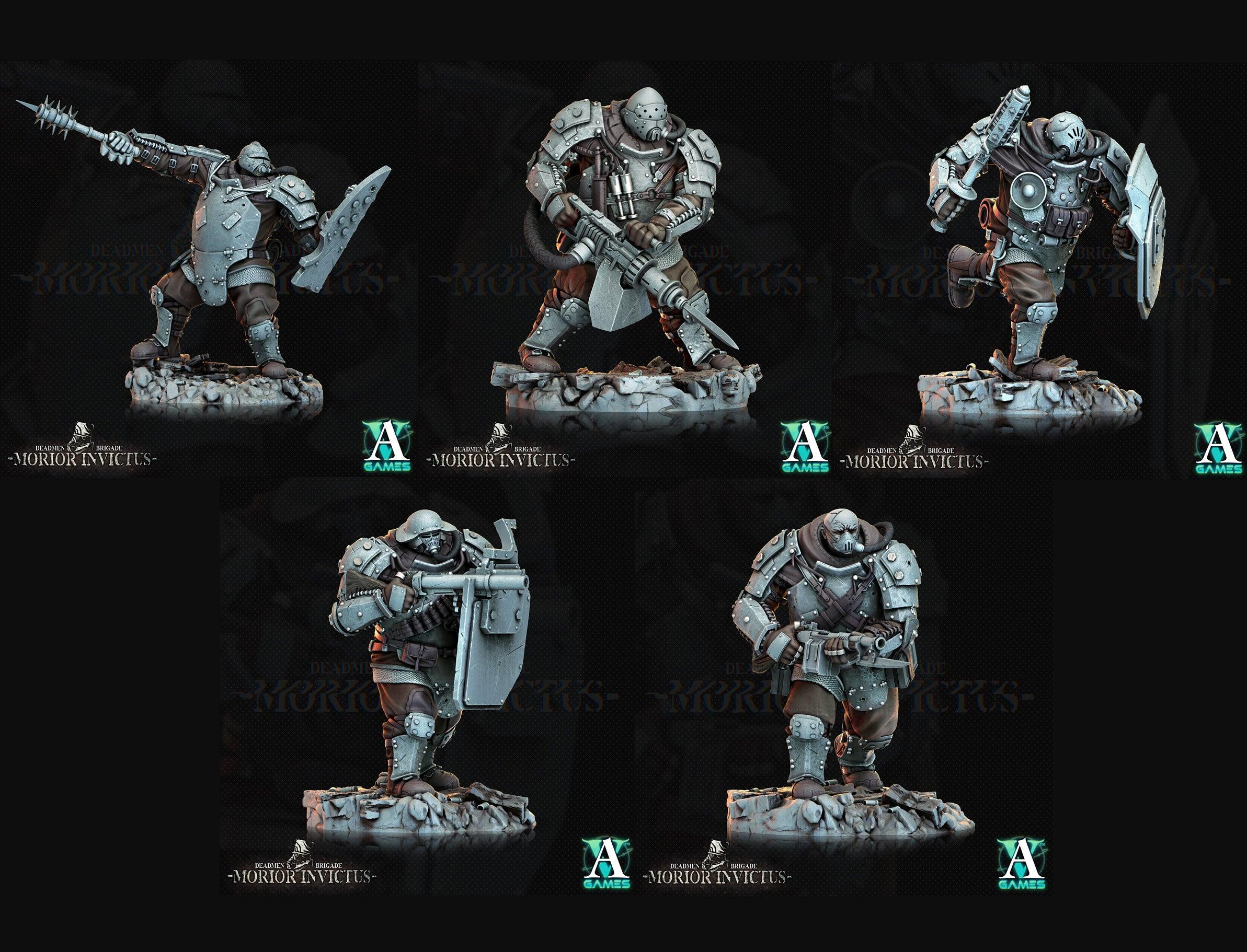3D Printed Archvillain Games Deadmen Brigade - Morior Invictus Morior Iron Guard 28 32mm D&D