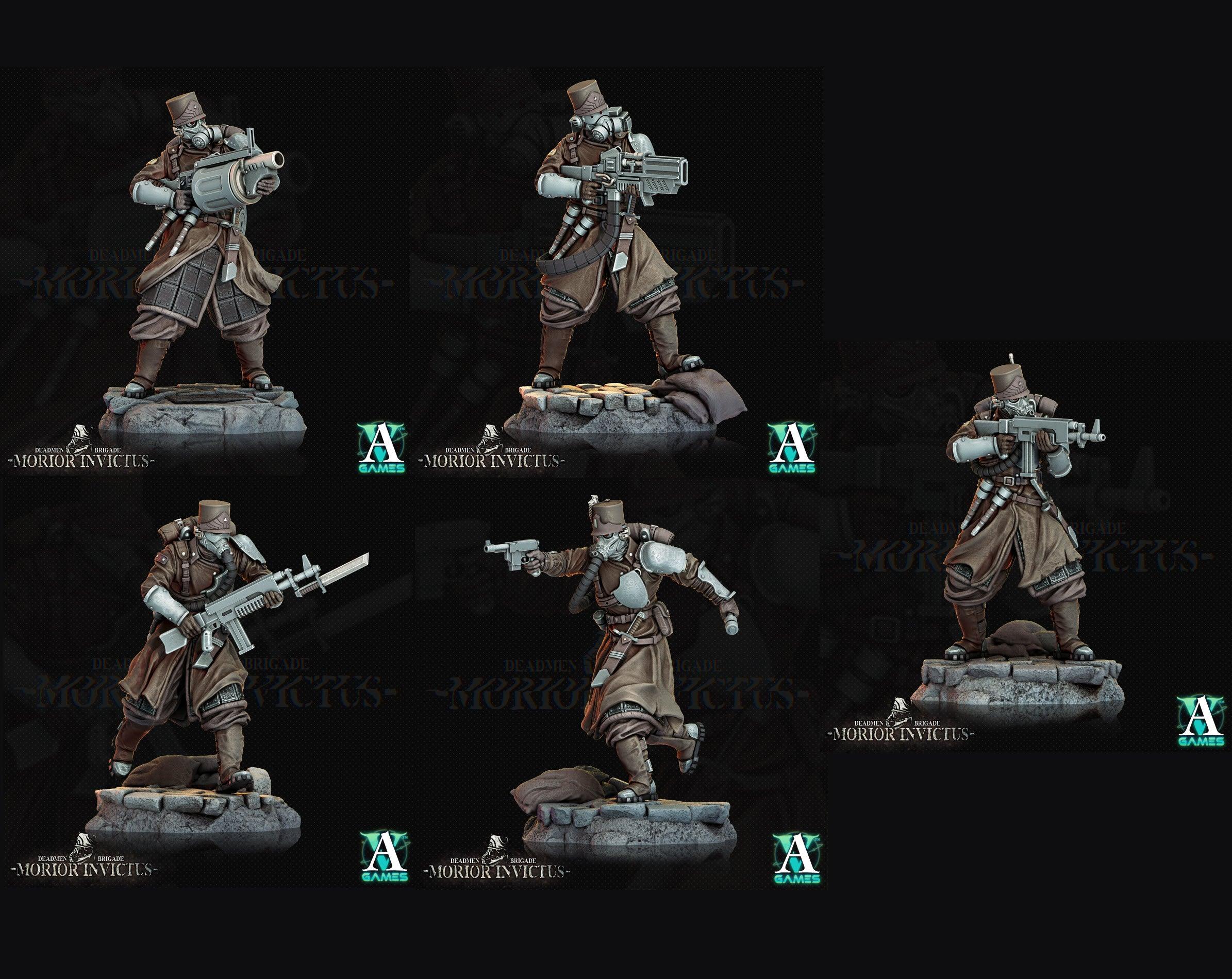 3D Printed Archvillain Games Deadmen Brigade - Morior Invictus Morior Light Infantry 28 32mm D&D