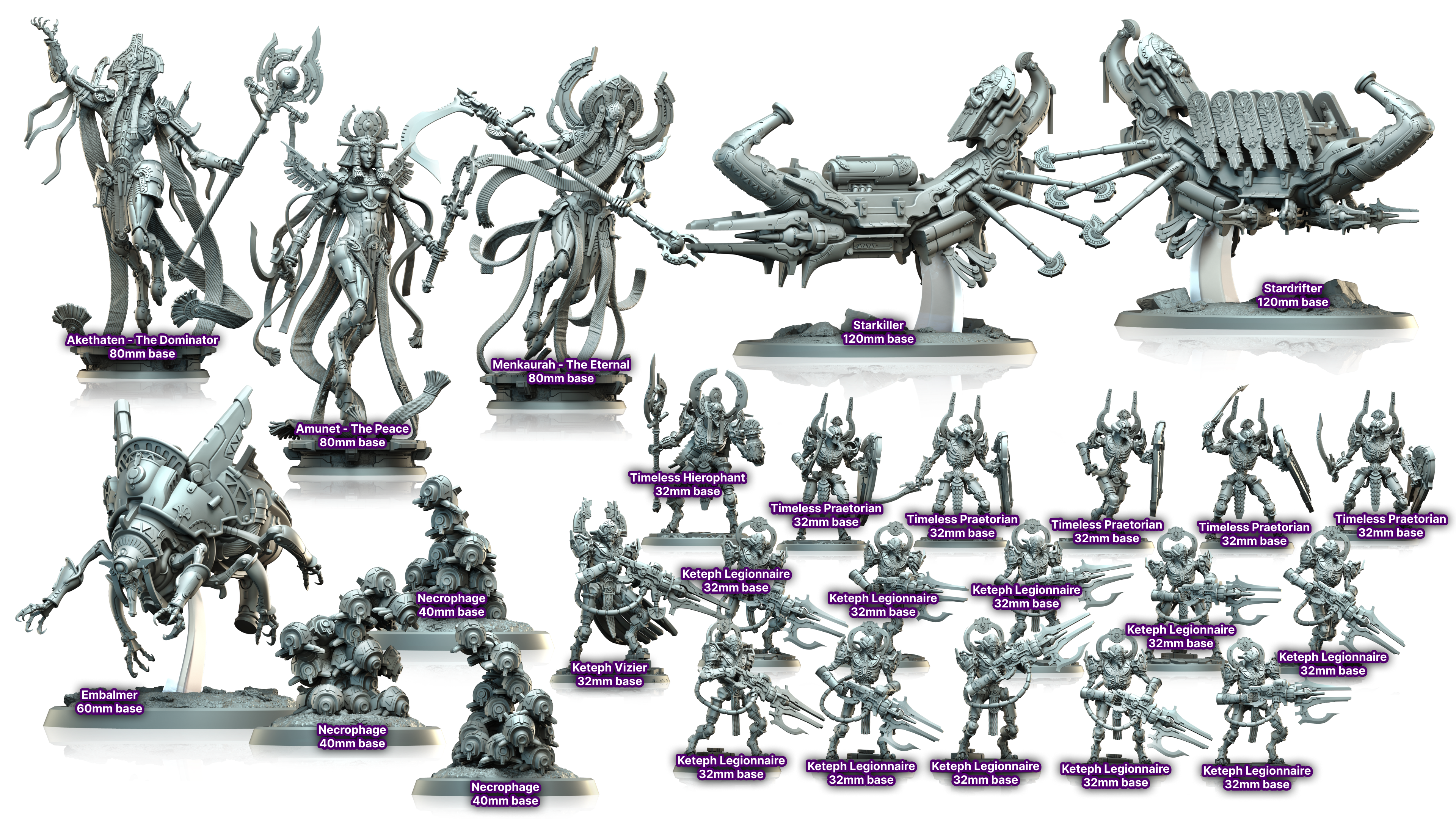 3D Printed Archvillain Games Necrophages Empire of Stars Timeless Trinity 28 32mm D&D