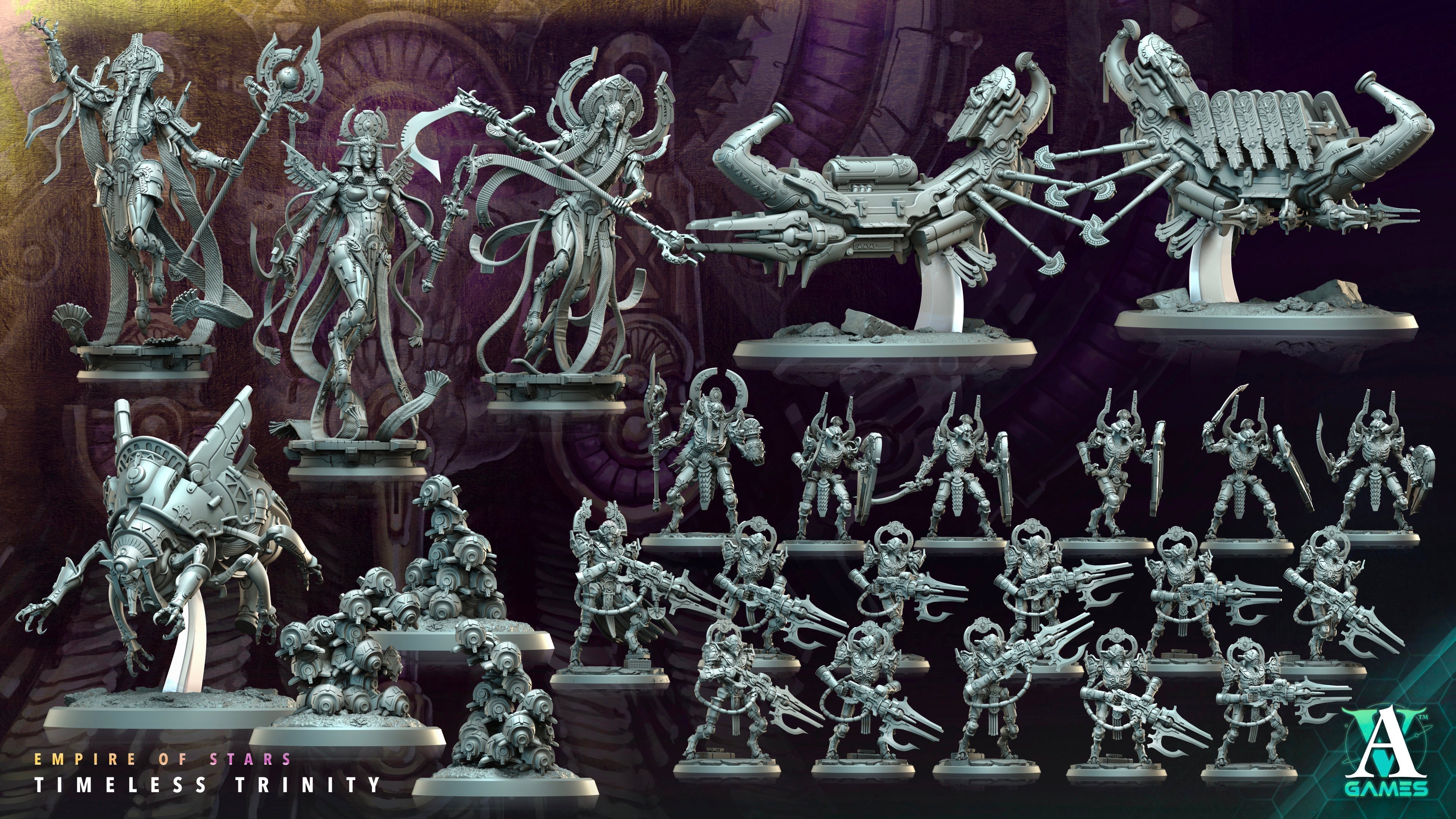3D Printed Archvillain Games Timeless Trinity Empire of Stars Timeless Trinity 28 32mm D&D