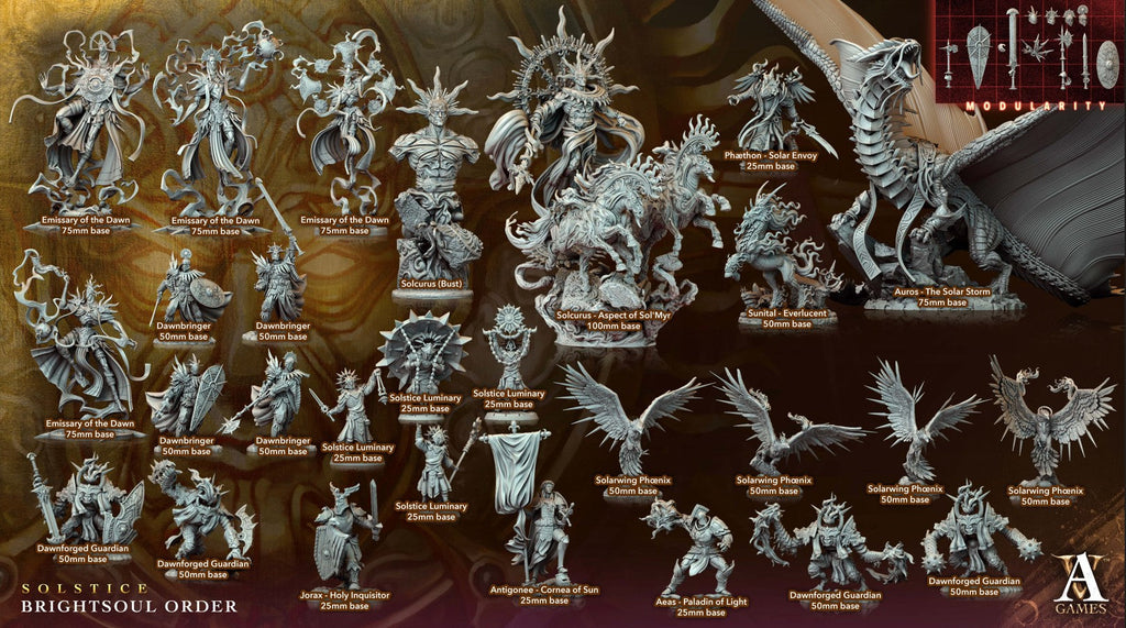 3D Printed Archvillain Games Emissary of the Dawn Solstice Ray of Sol Myr 28 32mm D&D