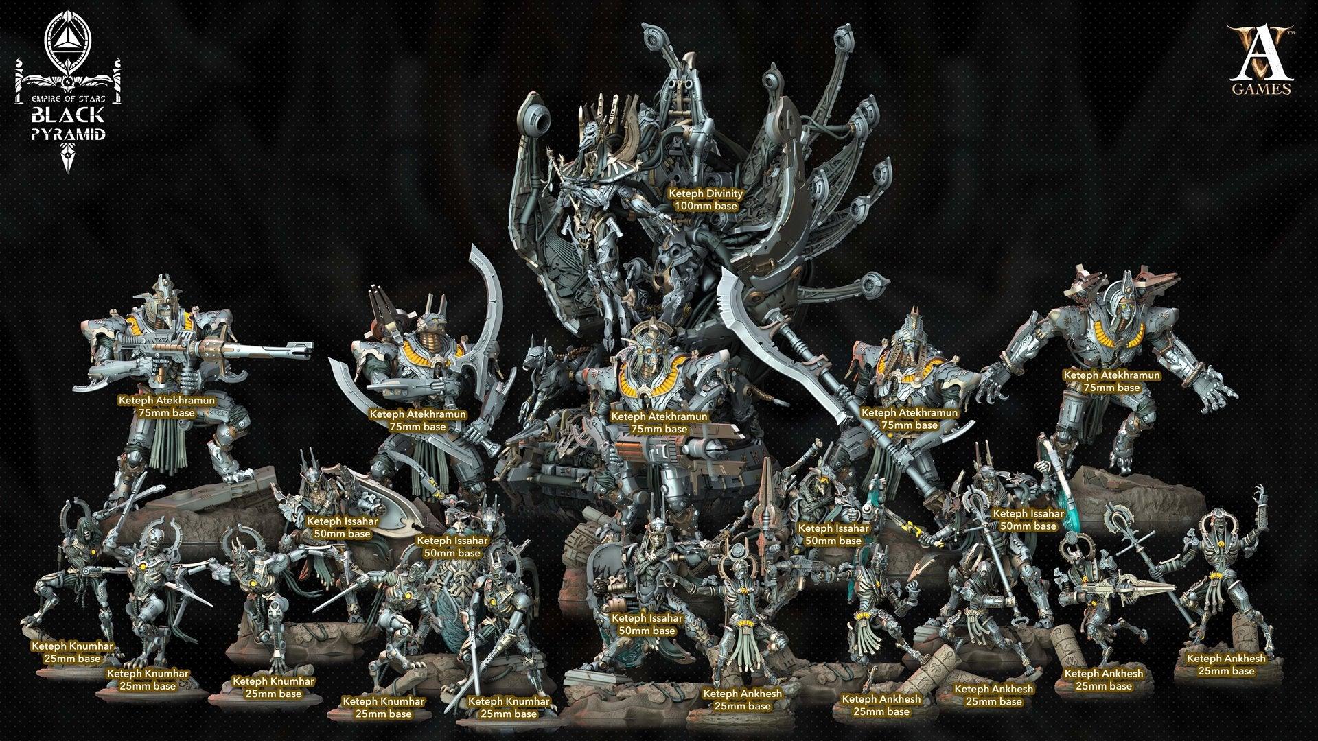 3D Printed Archvillain Games Empire of Stars - Black Pyramid Keteph Ankhesh 28 32mm D&D
