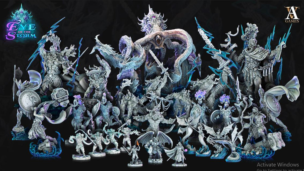 3D Printed Archvillain Games Eye of the Storm - Sky Kraken Acolytes 28mm 32mm D&D