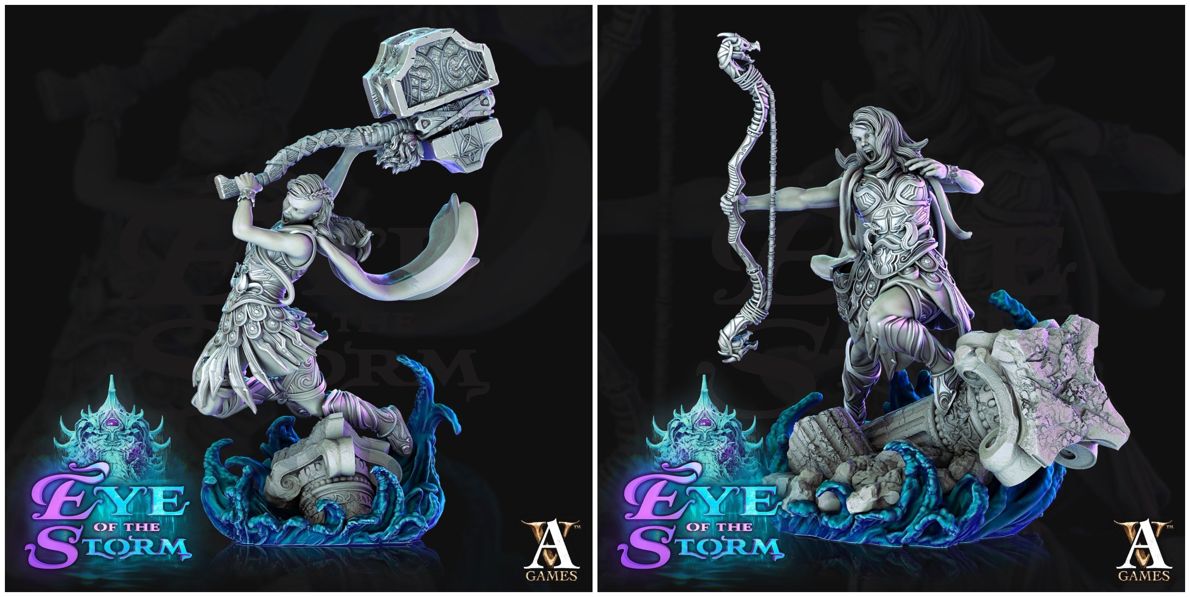 3D Printed Archvillain Games Eye of the Storm - Storm Giant Battlemaidens 28mm 32mm D&D