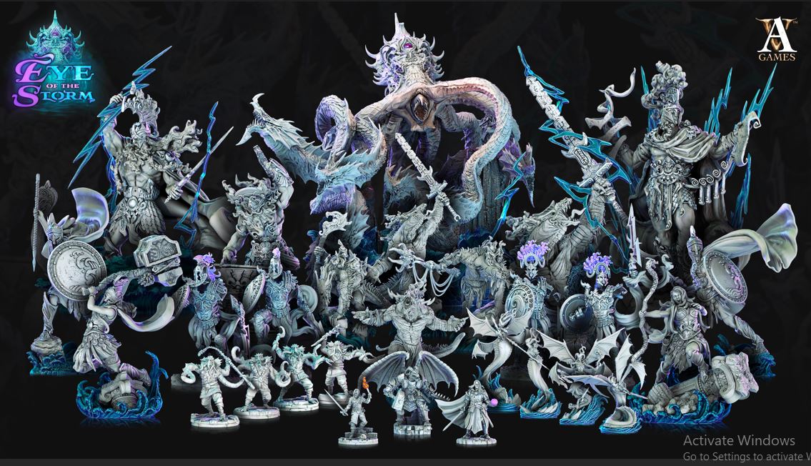 3D Printed Archvillain Games Eye of the Storm - Storm Giant Battlemaidens 28mm 32mm D&D