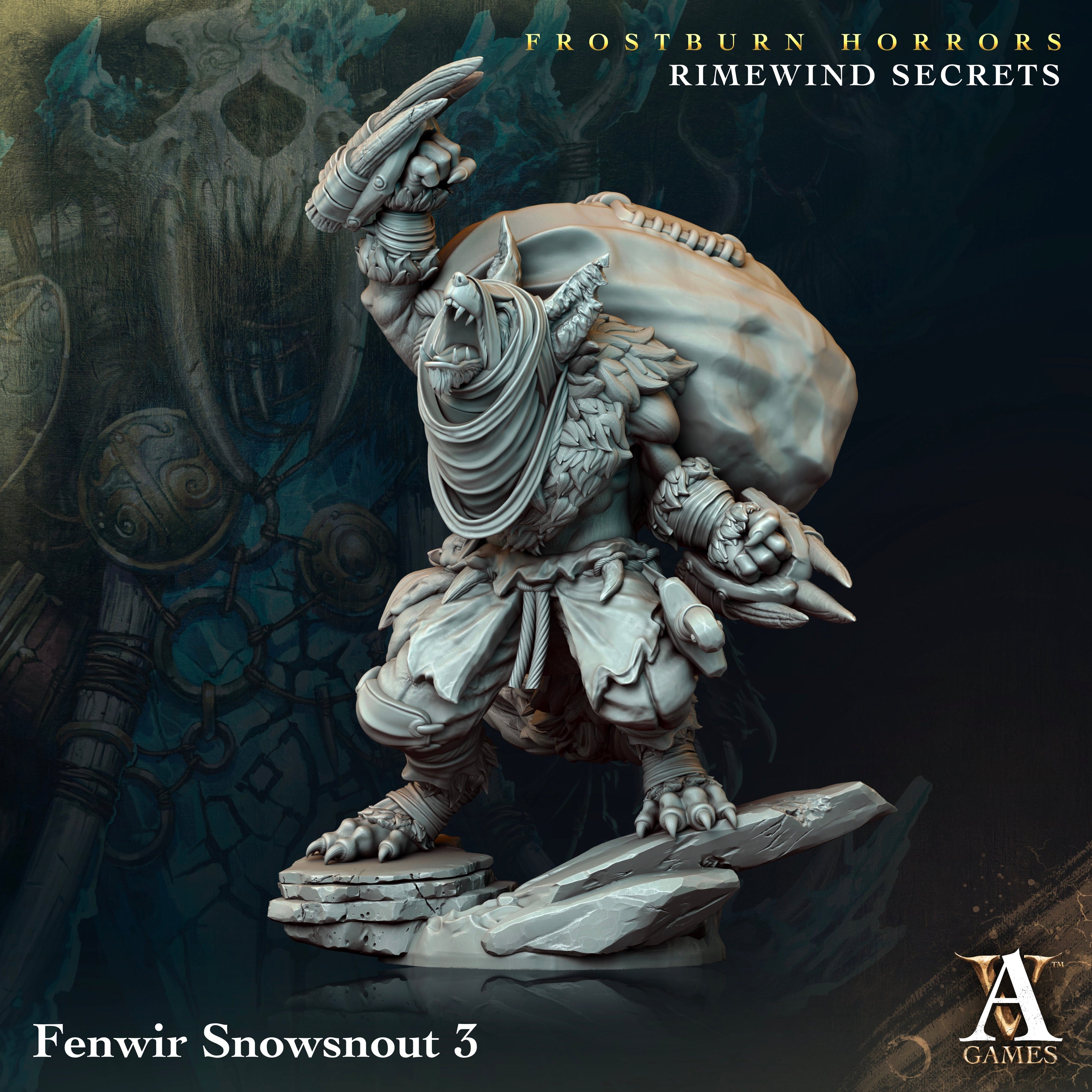 3D Printed Archvillain Games Frostburn Horrors Rimewind Secrets - Fenwir Snowsnout 28mm 32mm D&D