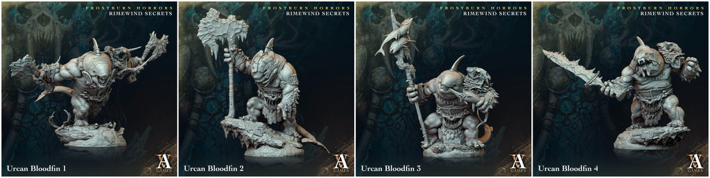 3D Printed Archvillain Games Frostburn Horrors Rimewind Secrets - Urcan Bloodfin 28mm 32mm D&D
