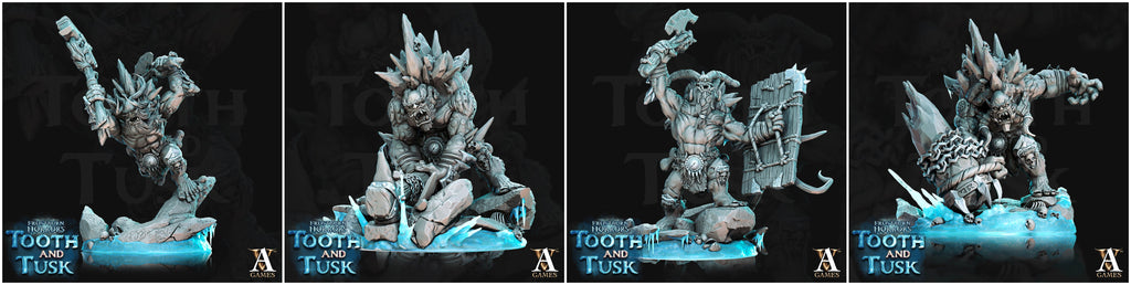 3D Printed Archvillain Games Frostburn Horrors Tooth and Tusk - Ice Trolls 28mm 32mm D&D