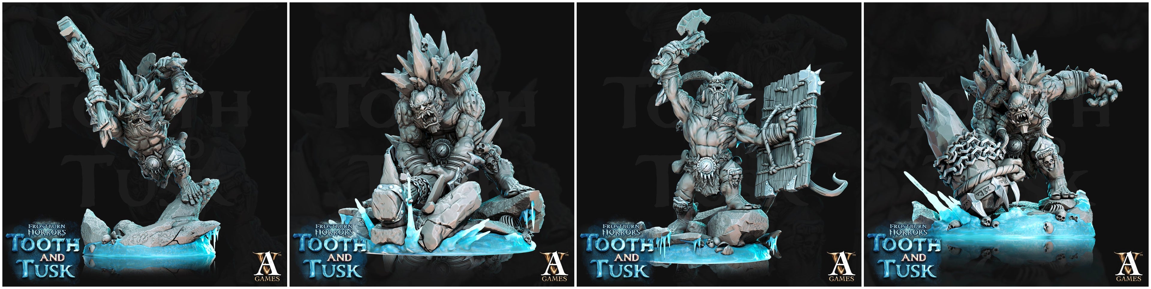 3D Printed Archvillain Games Frostburn Horrors Tooth and Tusk - Ice Trolls 28mm 32mm D&D