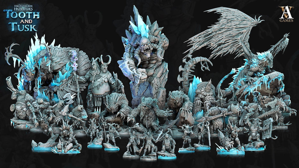 3D Printed Archvillain Games Frostburn Horrors Tooth and Tusk - Ice Trolls 28mm 32mm D&D
