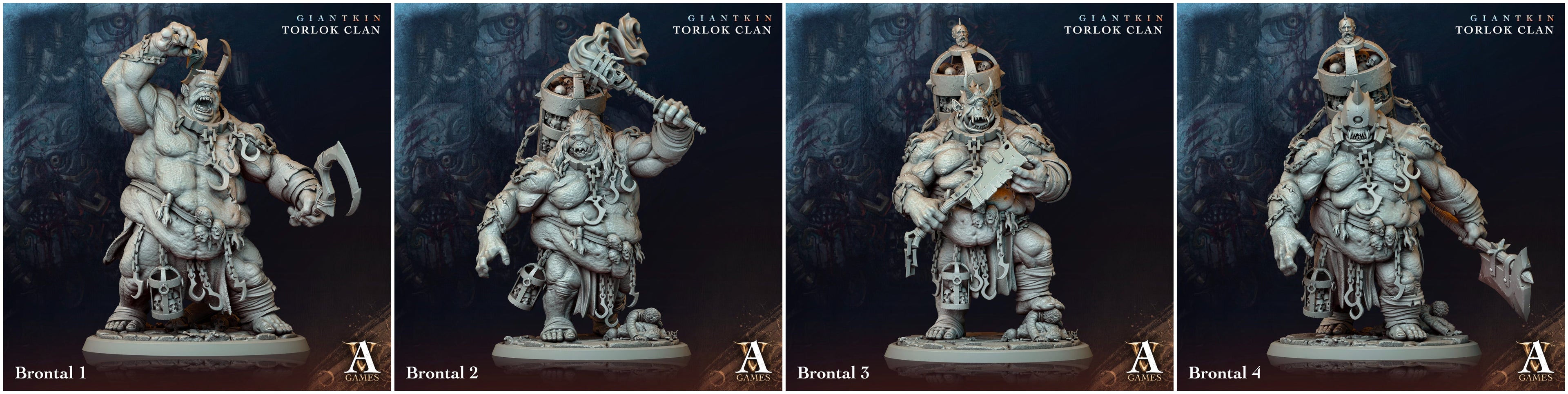 3D Printed Archvillain Games Giantkin - Torlok Clan Brontal 28 32mm D&D