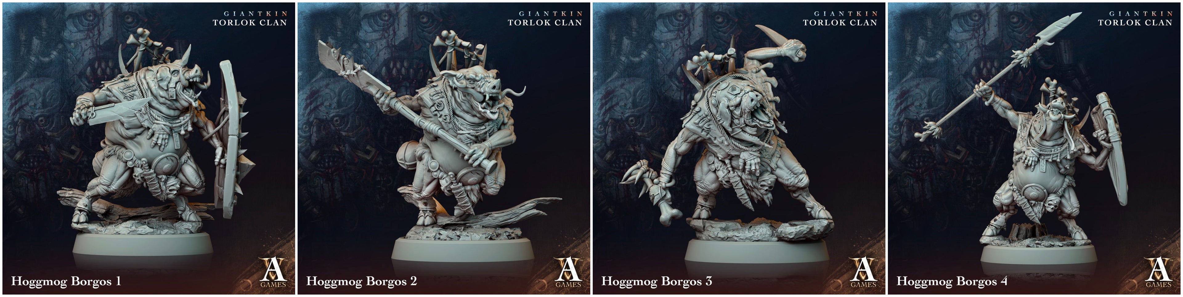 3D Printed Archvillain Games Giantkin - Torlok Clan Hoggmog Borgos 28 32mm D&D