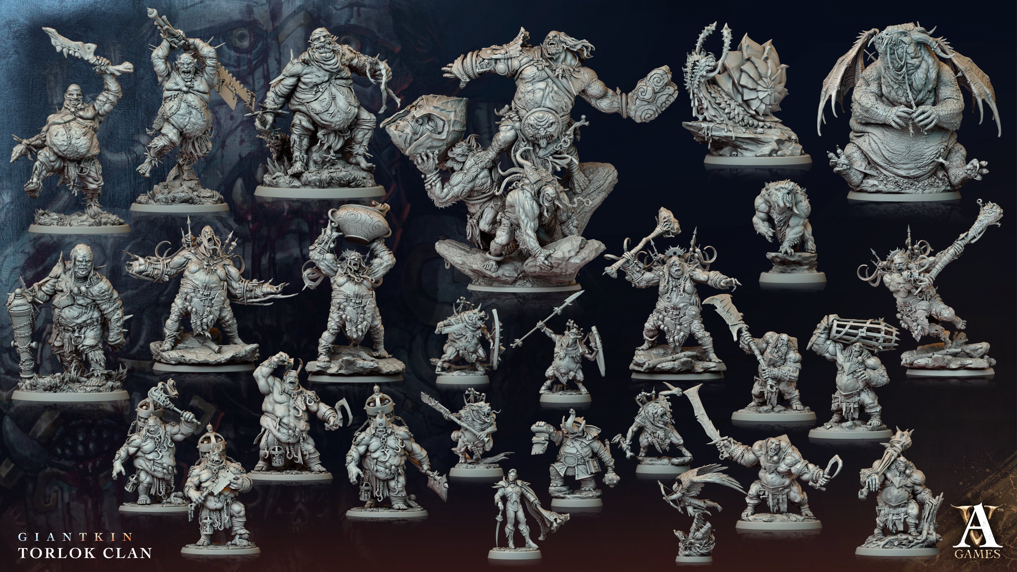 3D Printed Archvillain Games Giantkin - Torlok Clan Hu'rud's Chosen 28 32mm D&D