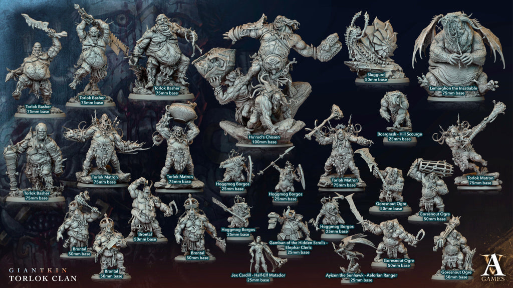 3D Printed Archvillain Games Giantkin - Torlok Clan Hu'rud's Chosen 28 32mm D&D