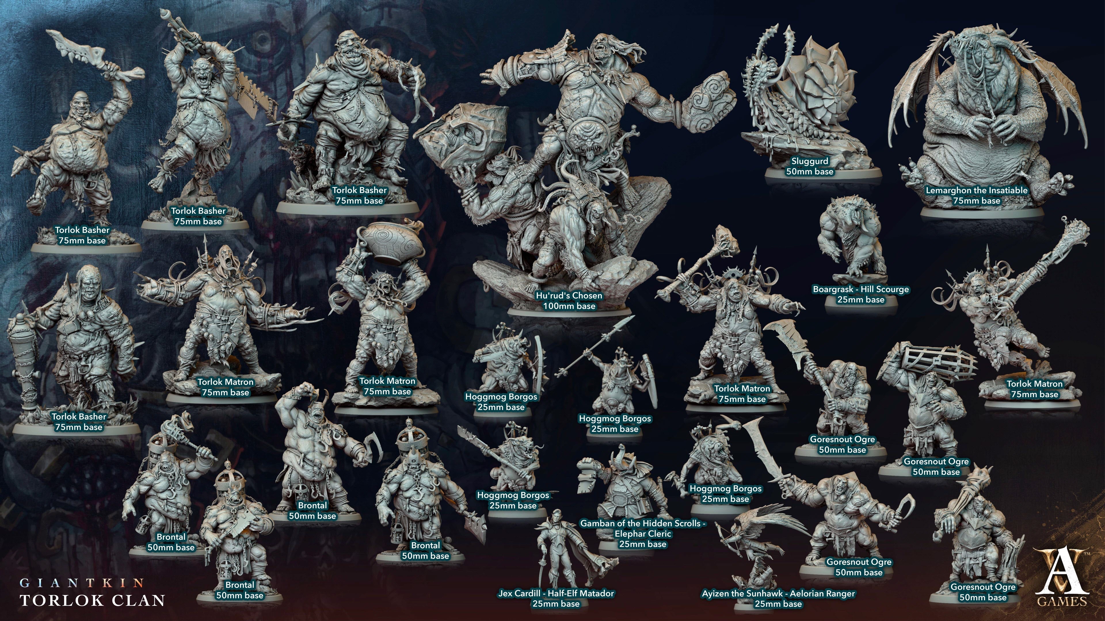 3D Printed Archvillain Games Giantkin - Torlok Clan Hu'rud's Chosen 28 32mm D&D