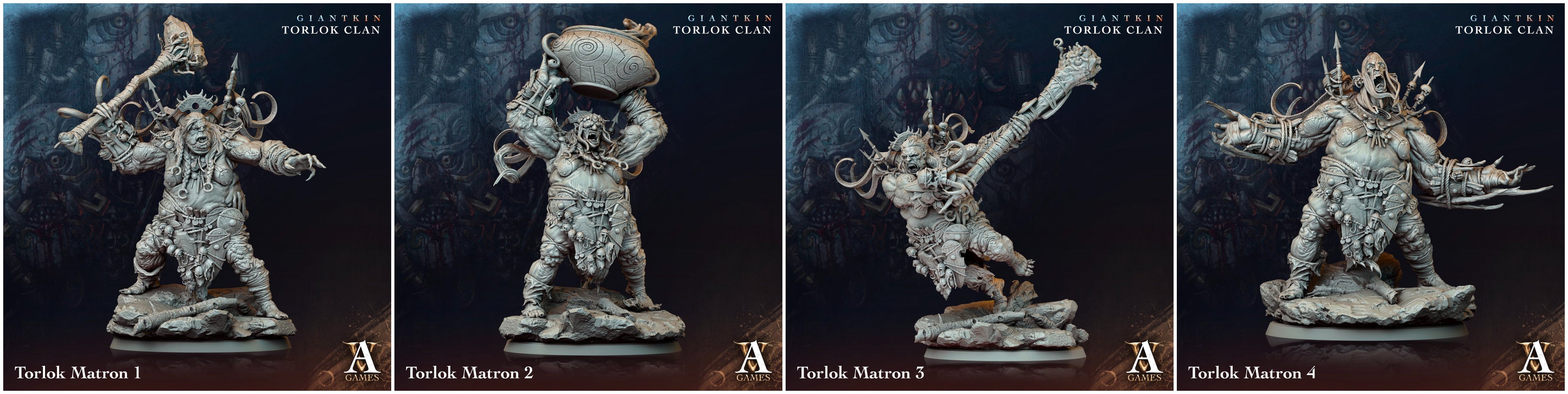 3D Printed Archvillain Games Giantkin - Torlok Clan Torlok Matron 28 32mm D&D