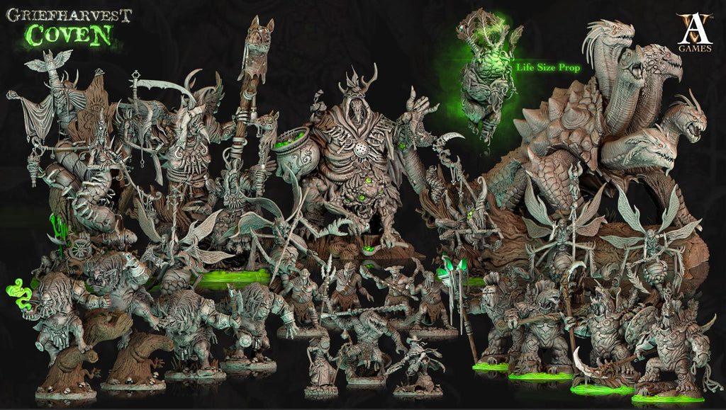 3D Printed Archvillain Games Griefharvest Coven - Turtle Hydra 28mm 32mm D&D