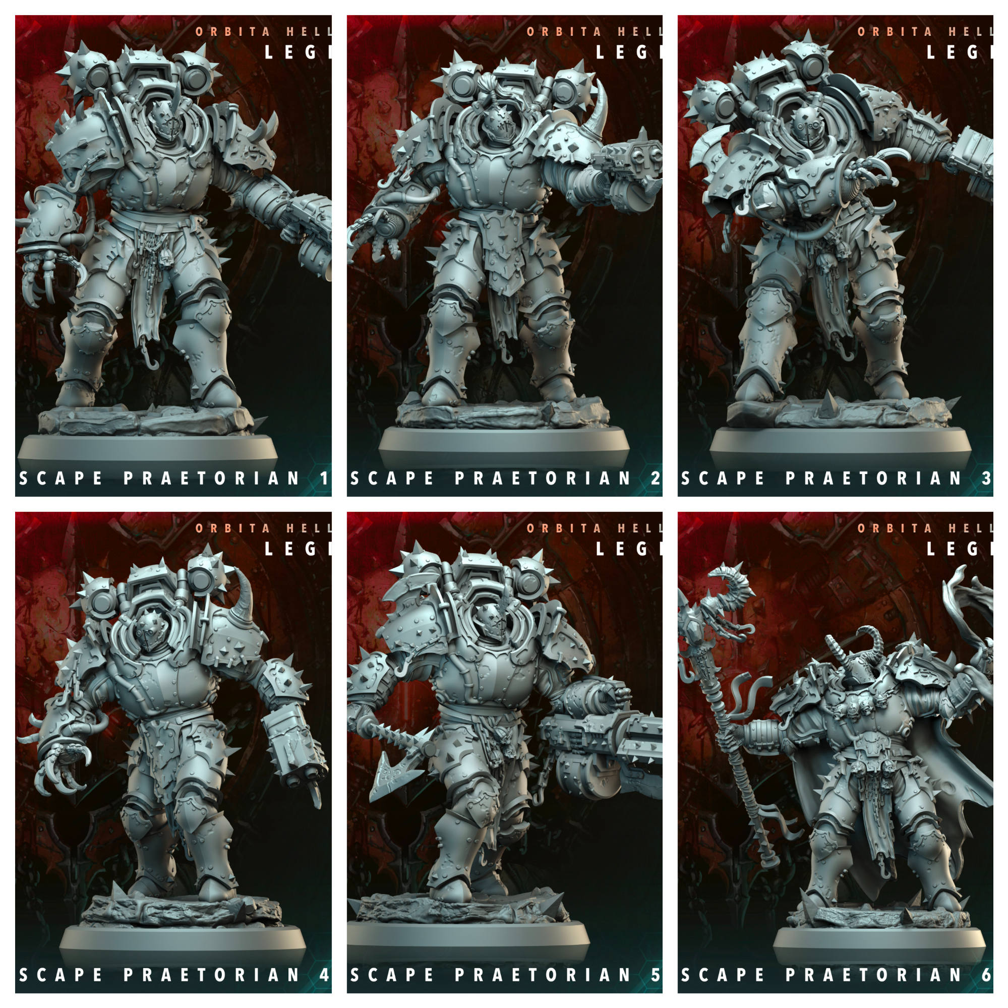 3D Printed Archvillain Games Hellscape Praetorian Orbita Hellscape - Legions 28 32mm D&D