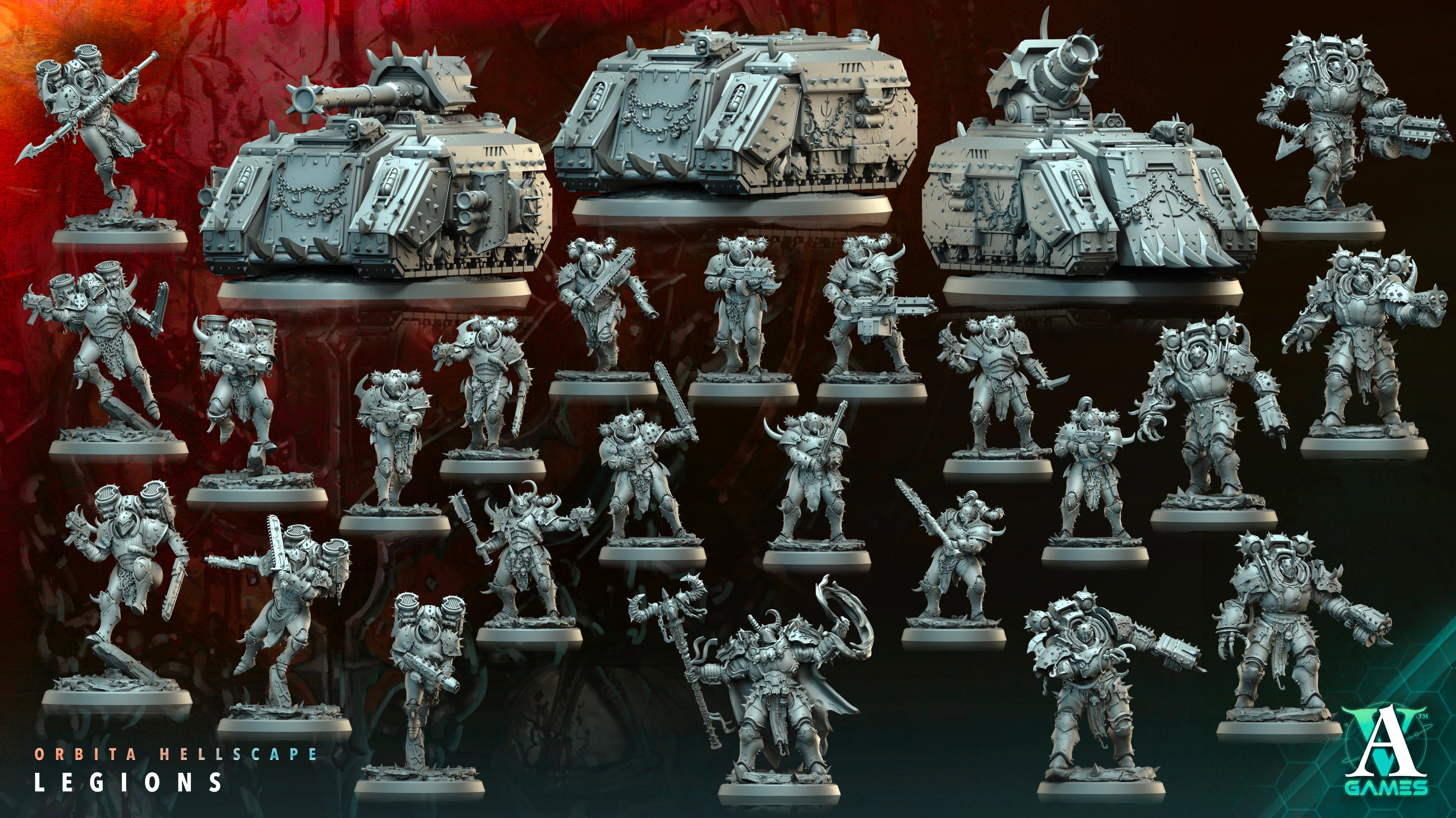 3D Printed Archvillain Games Hellscape Praetorian Orbita Hellscape - Legions 28 32mm D&D