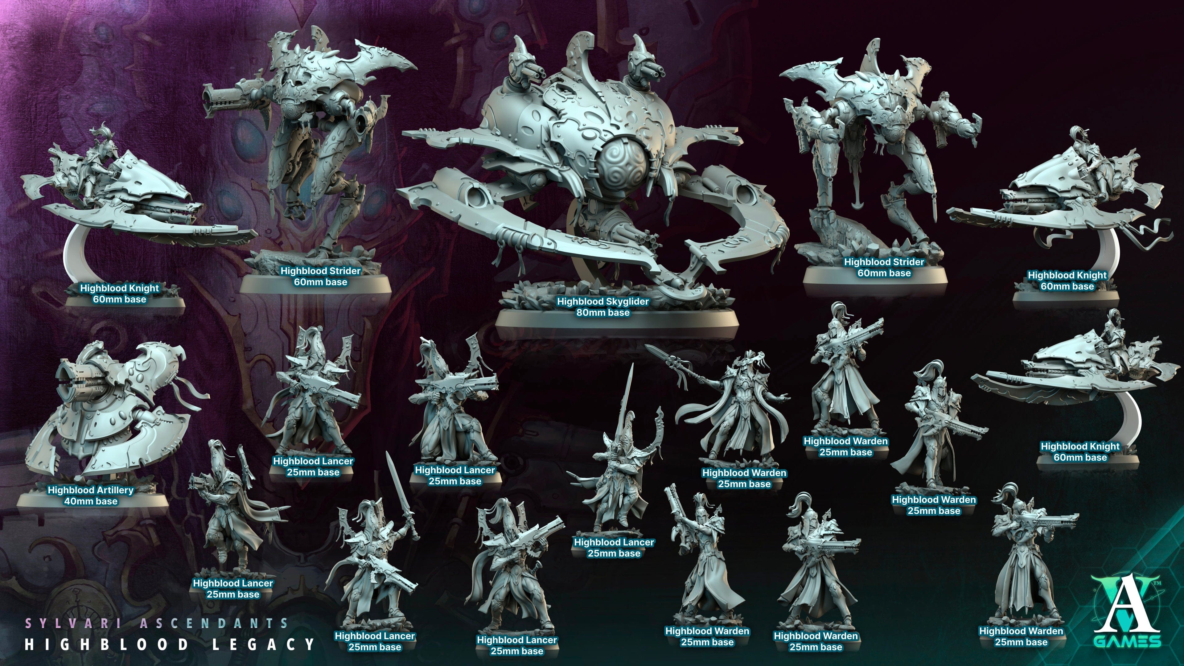 3D Printed Archvillain Games Highblood Knight Sylvari Ascendants Highblood Legacy Archvillain Society Vol XXXV 28 32mm D&D