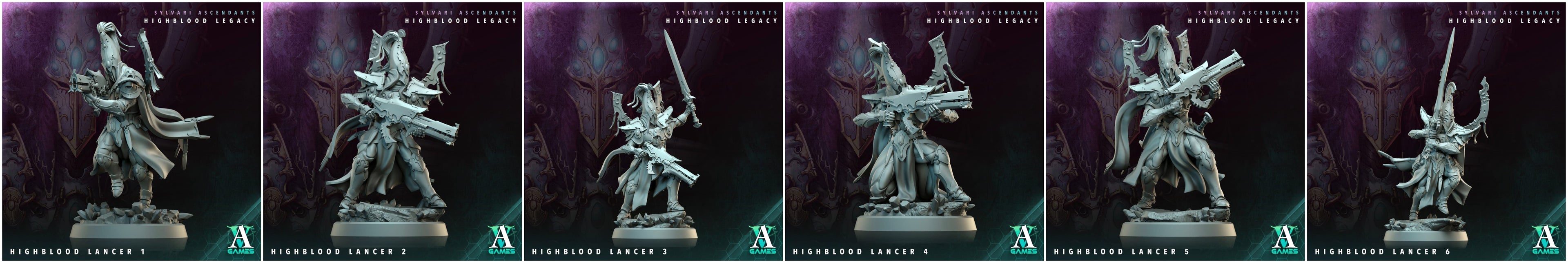 3D Printed Archvillain Games Highblood Lancer Sylvari Ascendants Highblood Legacy Archvillain Society Vol XXXV 28 32mm D&D