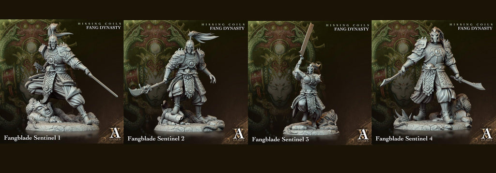 3D Printed Archvillain Games Hissing Coils - Fang Dynasty Fangblade Sentinel 28 32mm D&D