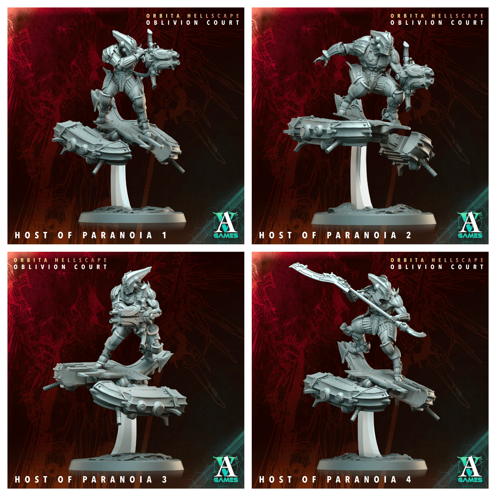 3D Printed Archvillain Games Host of Paranoia Orbita Hellscape Oblivion Court 28 32mm D&D