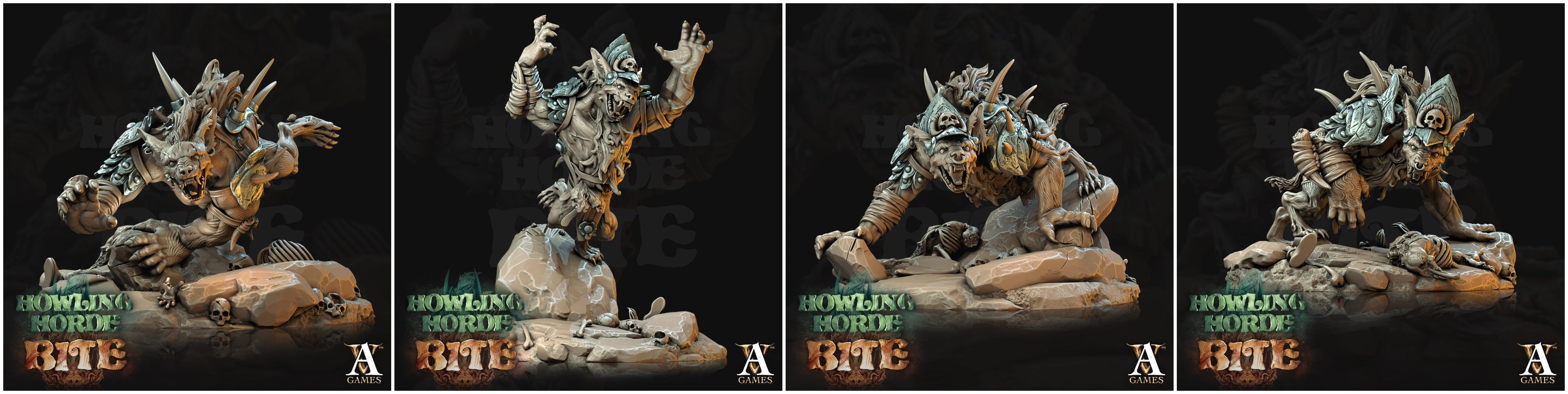 3D Printed Archvillain Games Howling Horde - Gnoll Trackers 28mm 32mm D&D
