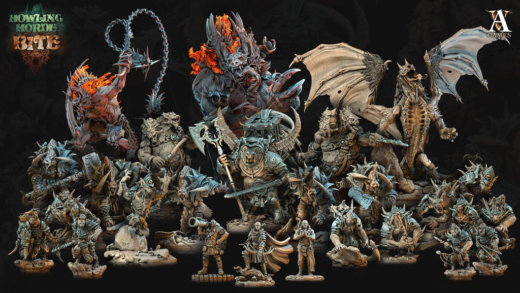 3D Printed Archvillain Games Howling Horde - Gnoll Trackers 28mm 32mm D&D