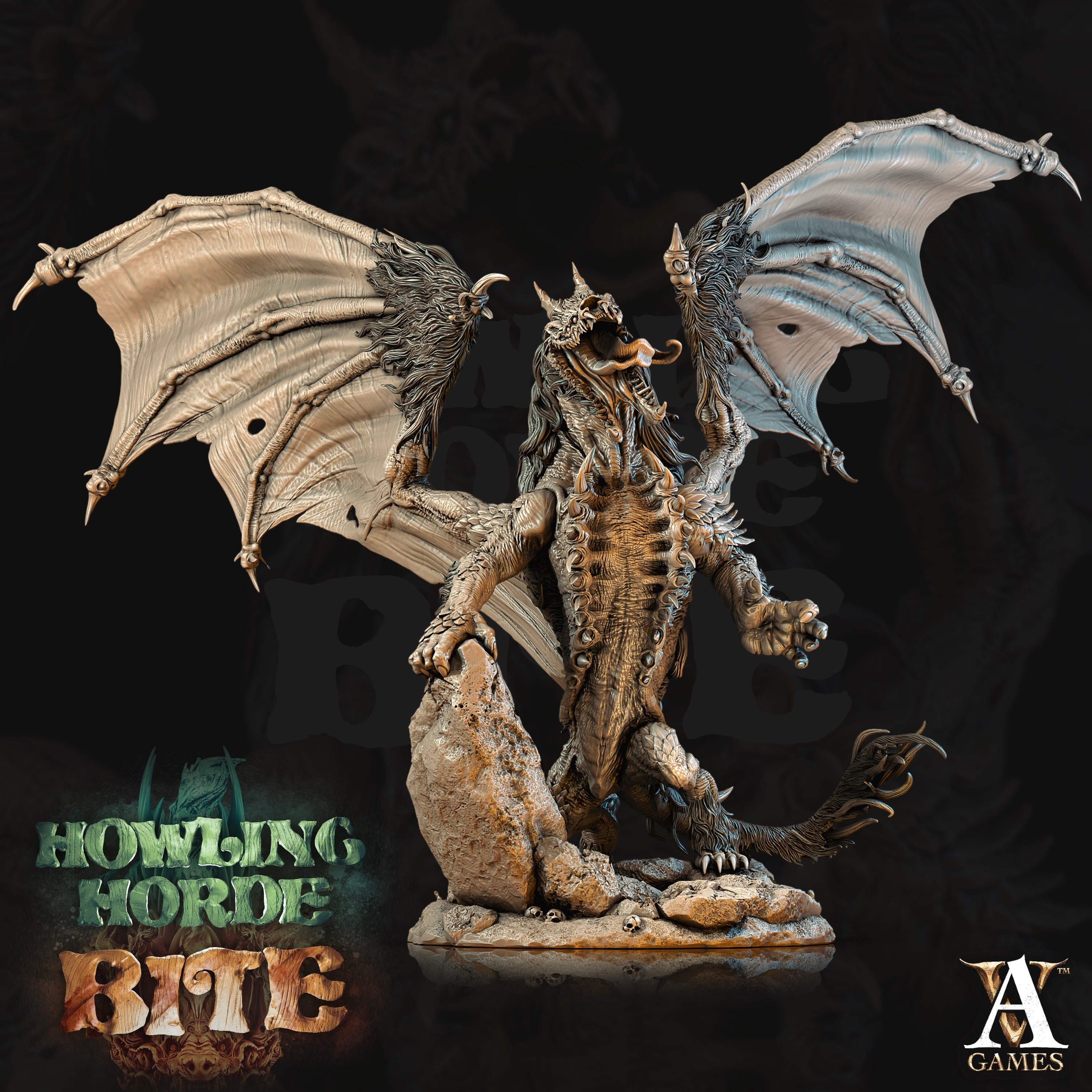 3D Printed Archvillain Games Howling Horde - Hyena Dragon 28mm 32mm D&D