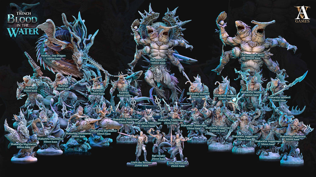 3D Printed Archvillain Games Karkhari The Trench Blood In the Water 28 32mm D&D