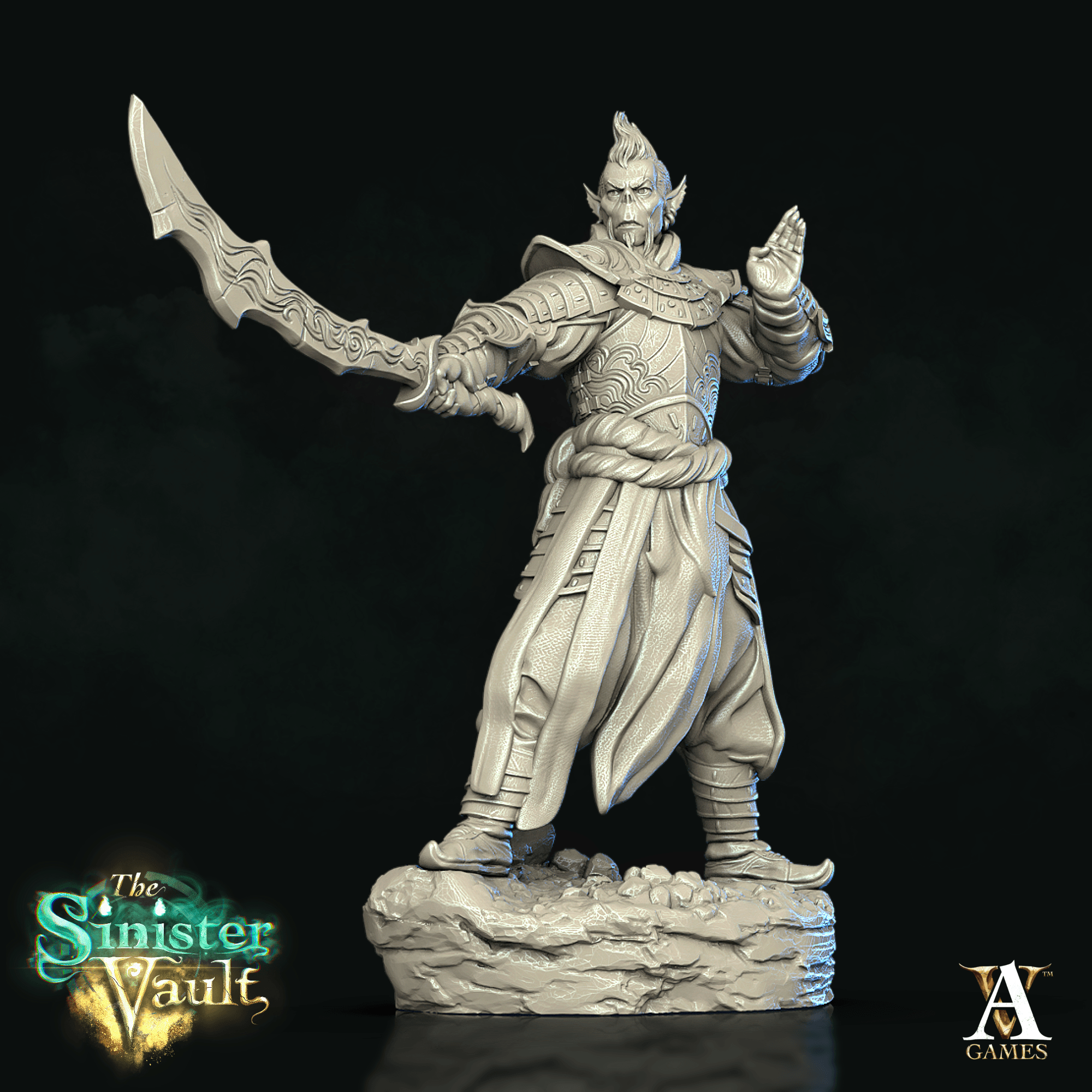 3D Printed Archvillain Games Khadan Gith Swordmaster The Sinister Vault 28 32mm D&D