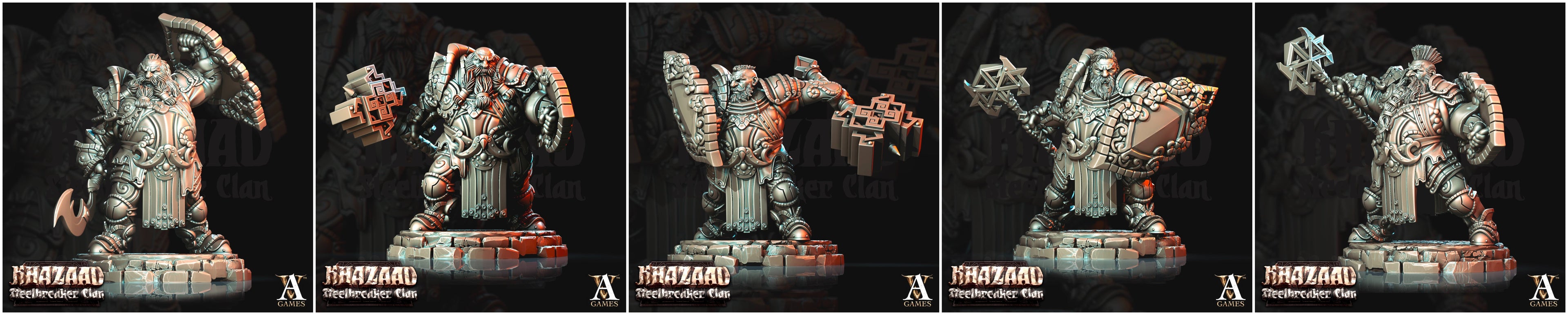 3D Printed Archvillain Games Khazaad Steelbreaker Clan - Steelbreaker Dwarf Warriors 28mm 32mm D&D