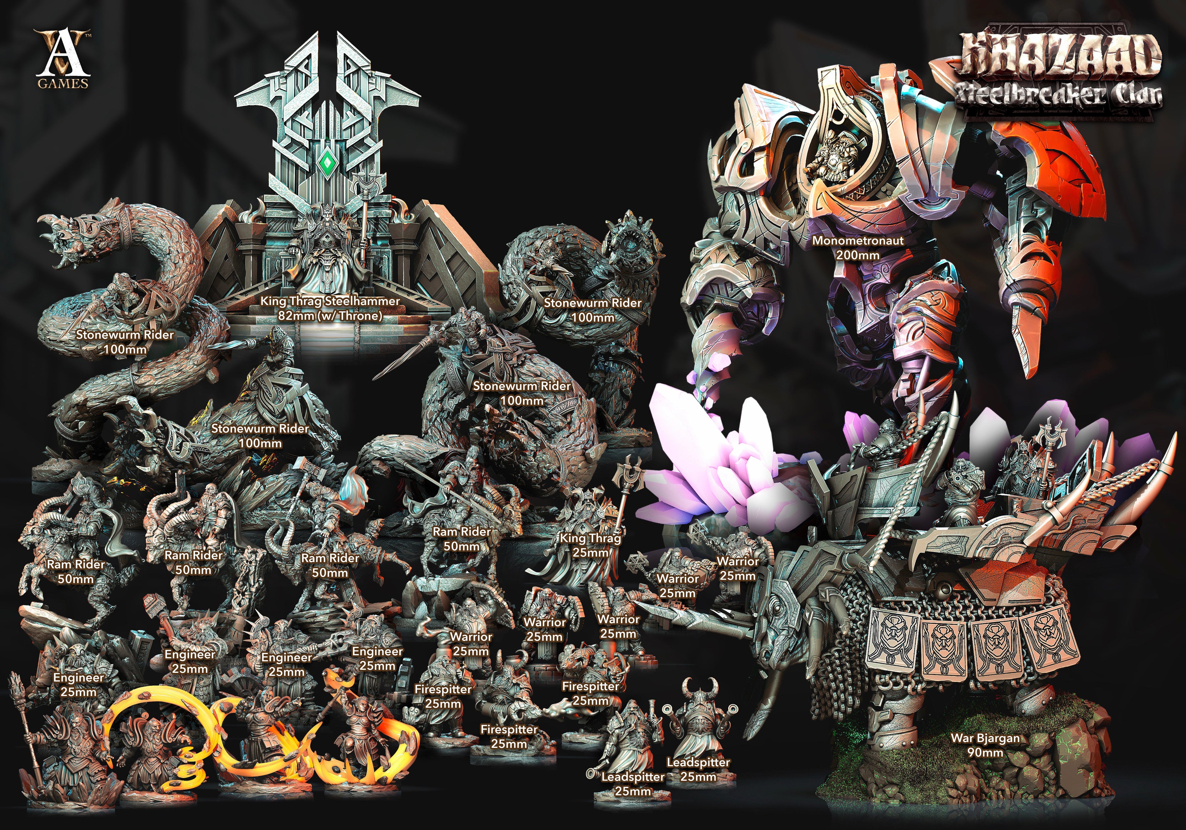 3D Printed Archvillain Games Khazaad - Steelbreaker Clan War Bjargan 28 32mm D&D
