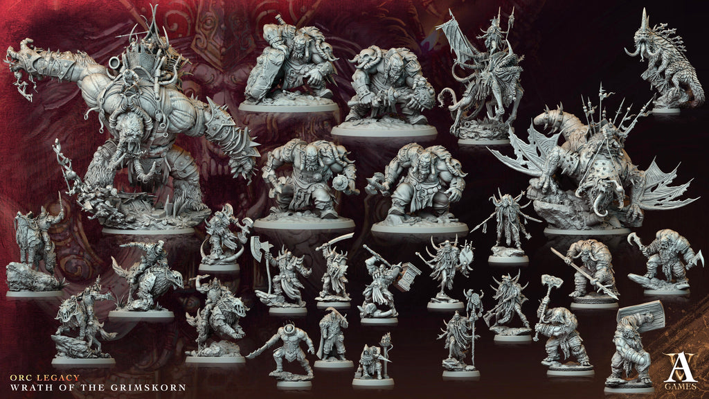 3D Printed Archvillain Games Kor’garal Bodoluk Orc Legacy Wrath of the Grimskorn 28 32mm D&D